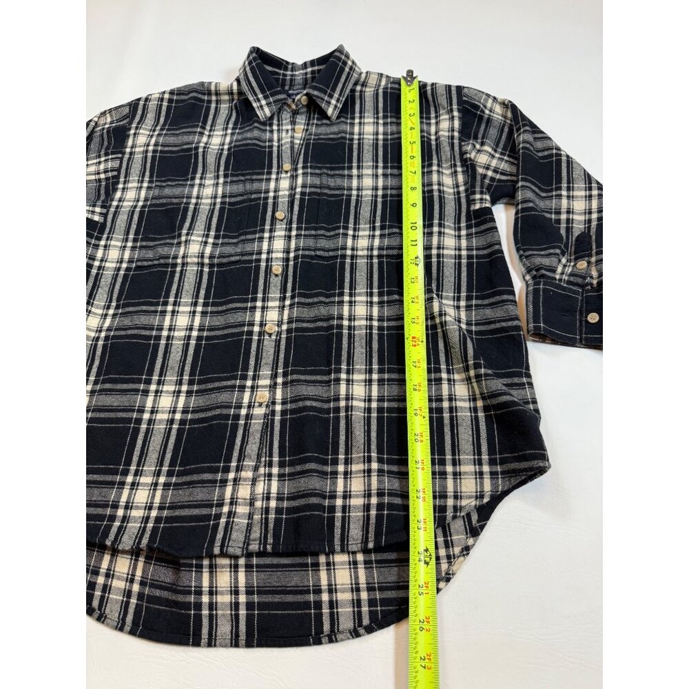 Madewell Womens Plaid Button-Down Shirt Black & Beige Cotton Size S (FF277) - Picture 3 of 7
